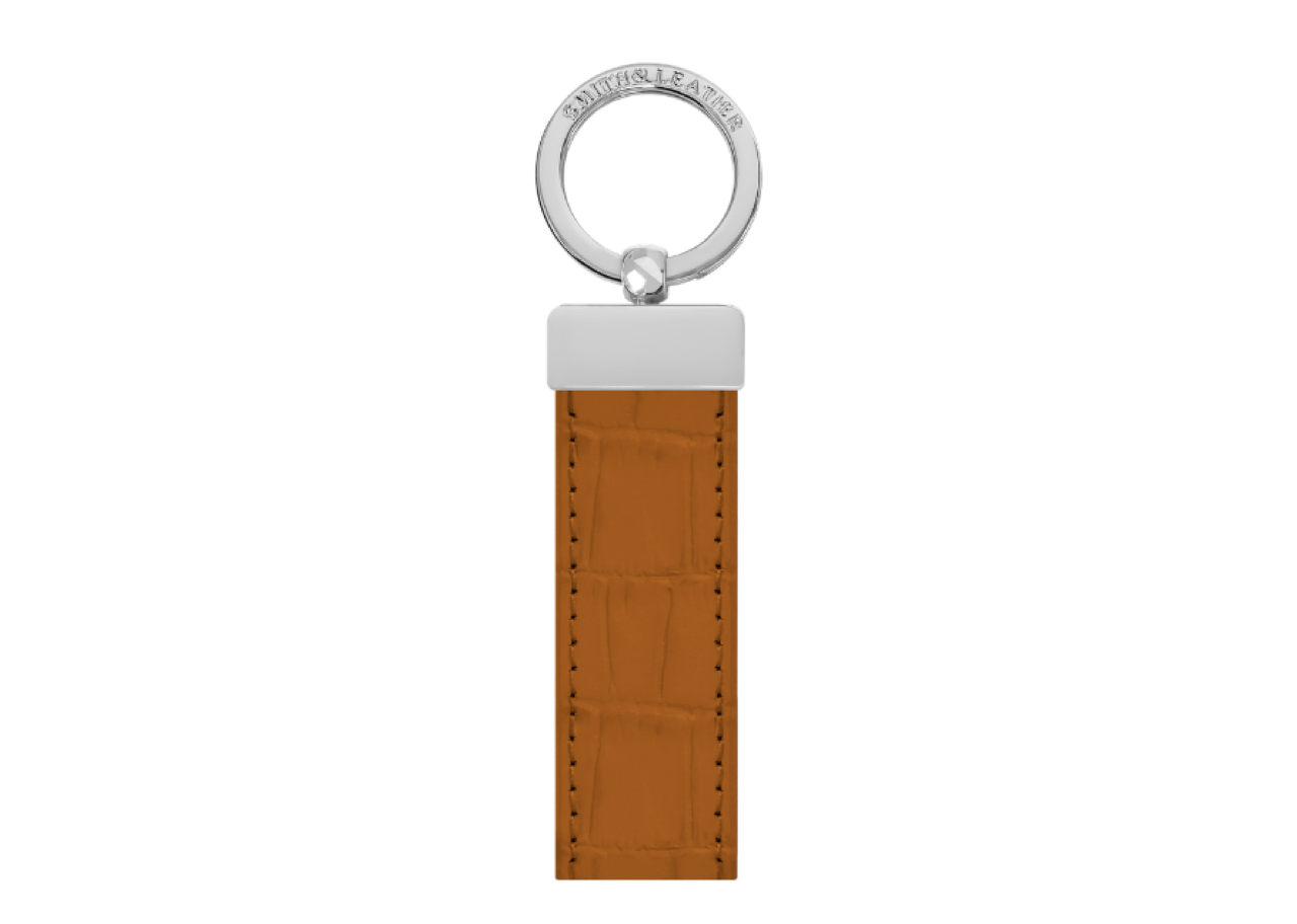 Smith&Leather Crocodile Embo Key Ring Tan