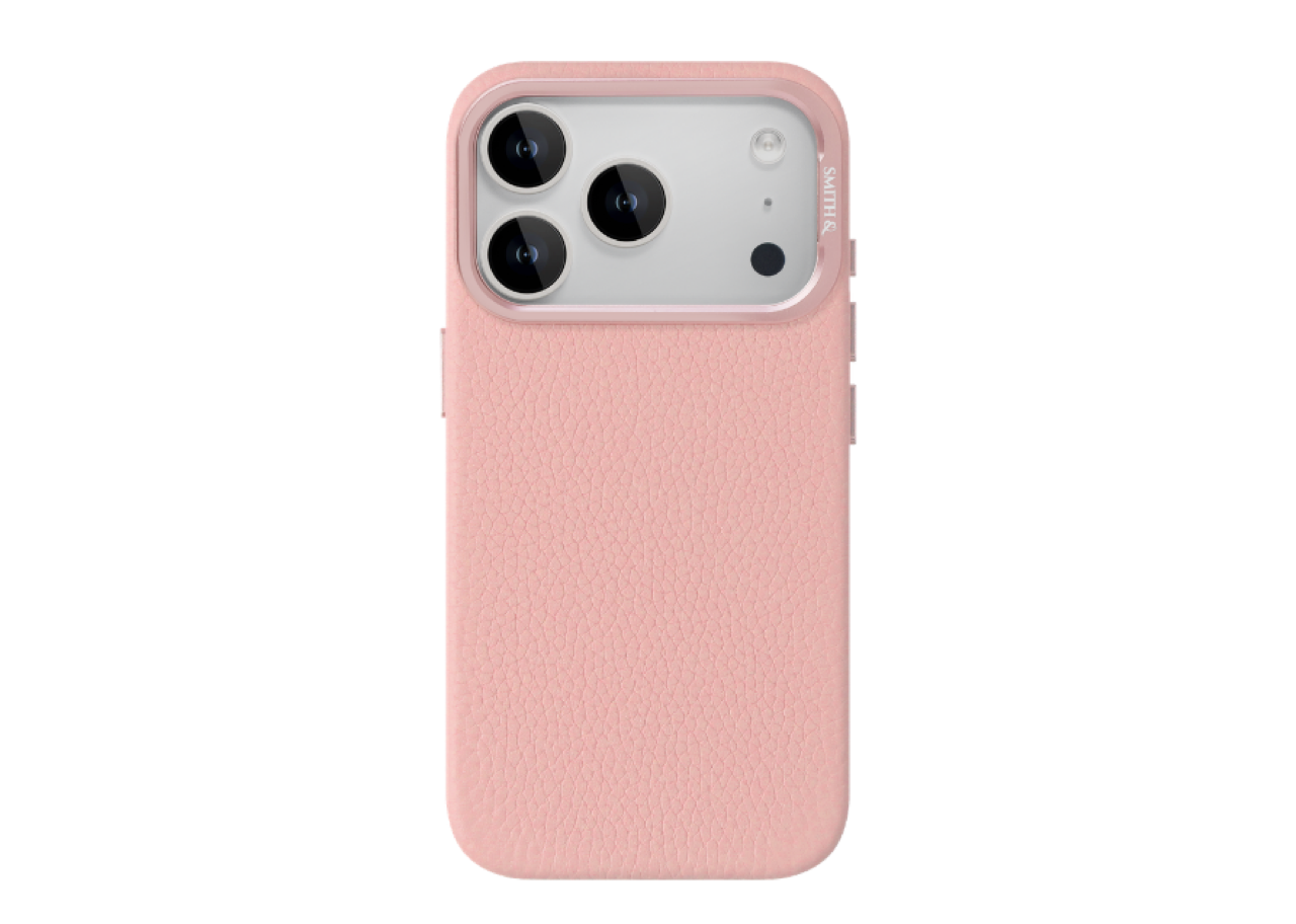 Smith&Leather iPhone 17 Pro MagSafe Leather Case Kickstand Lens Frame Pink