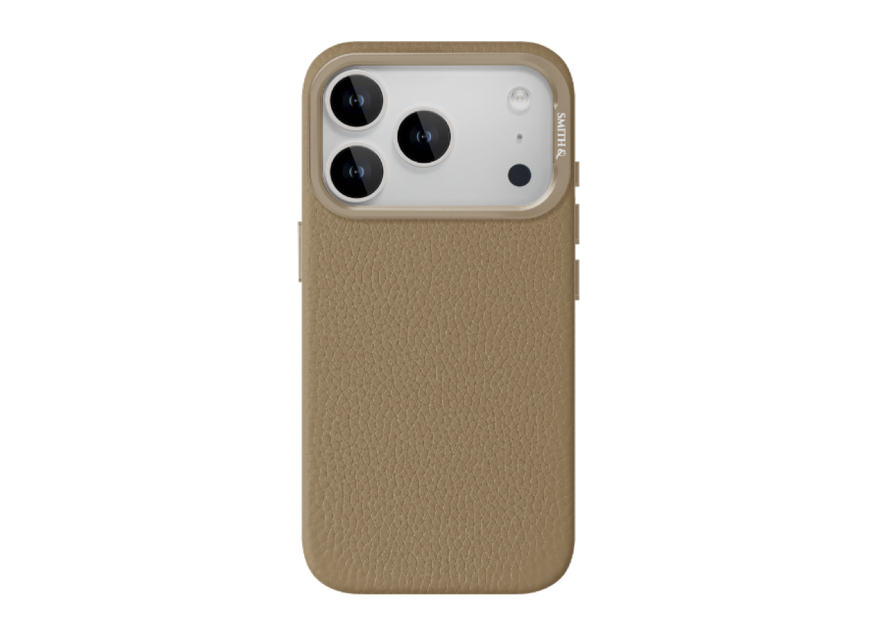 Smith&Leather iPhone 17 Pro MagSafe Leather Case Kickstand Lens Frame Soft Taupe