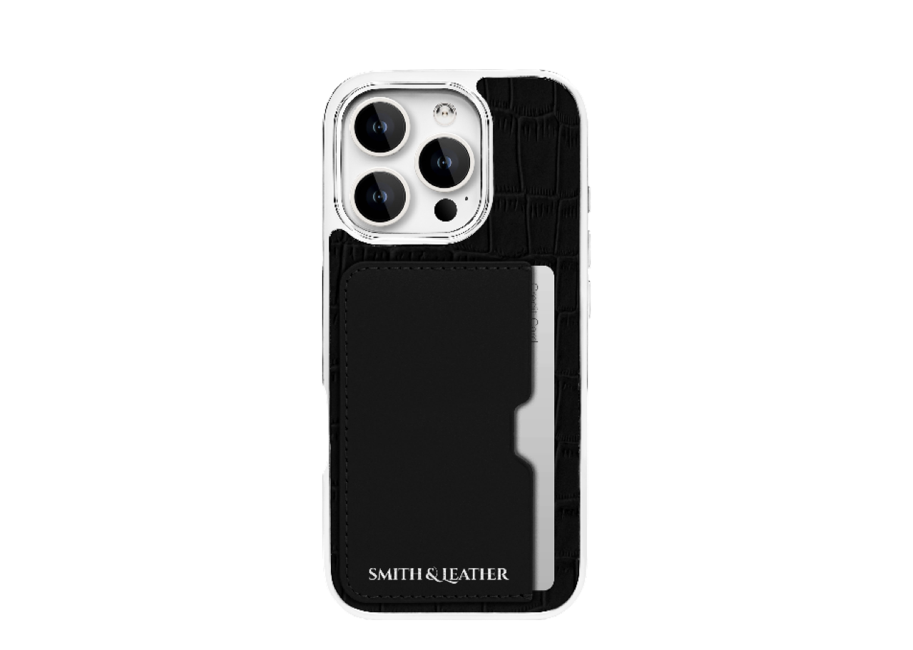 Smith&Leather iPhone 16 Pro Max Frame Card Holder Case Black