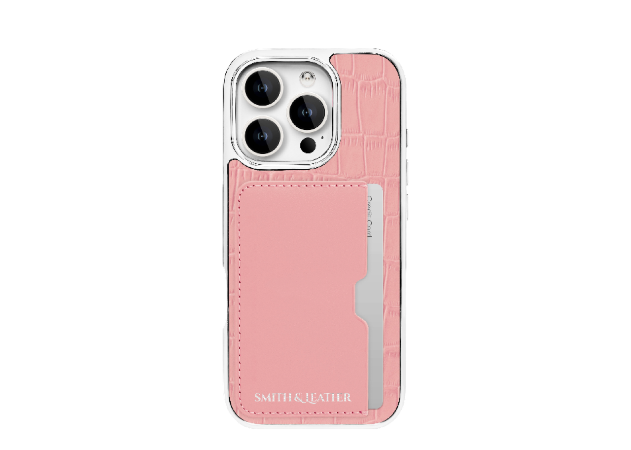 Smith&Leather iPhone 15 Pro Max Frame Card Holder Case Pink