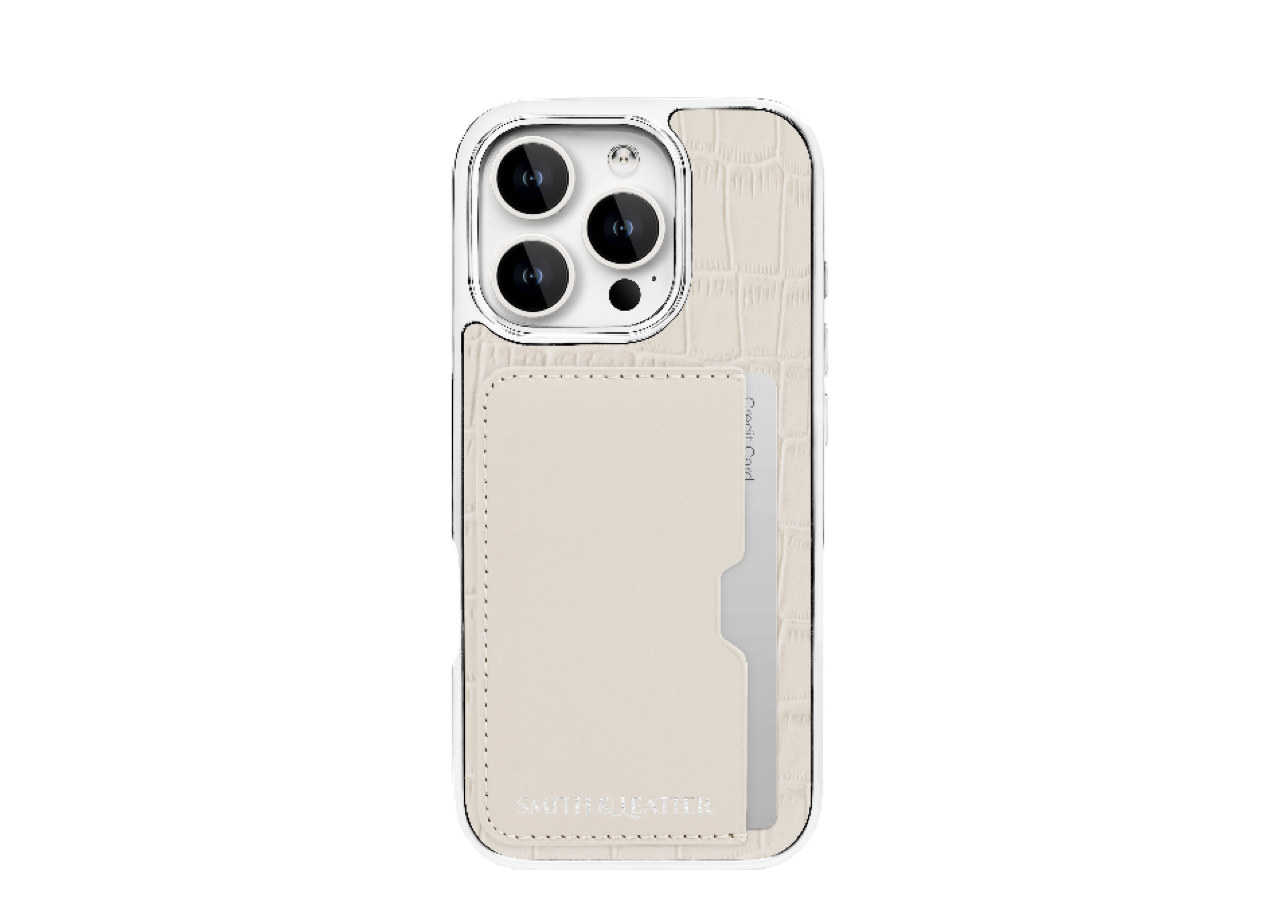 Smith&Leather iPhone 15 Pro Max Frame Card Holder Case Ivory