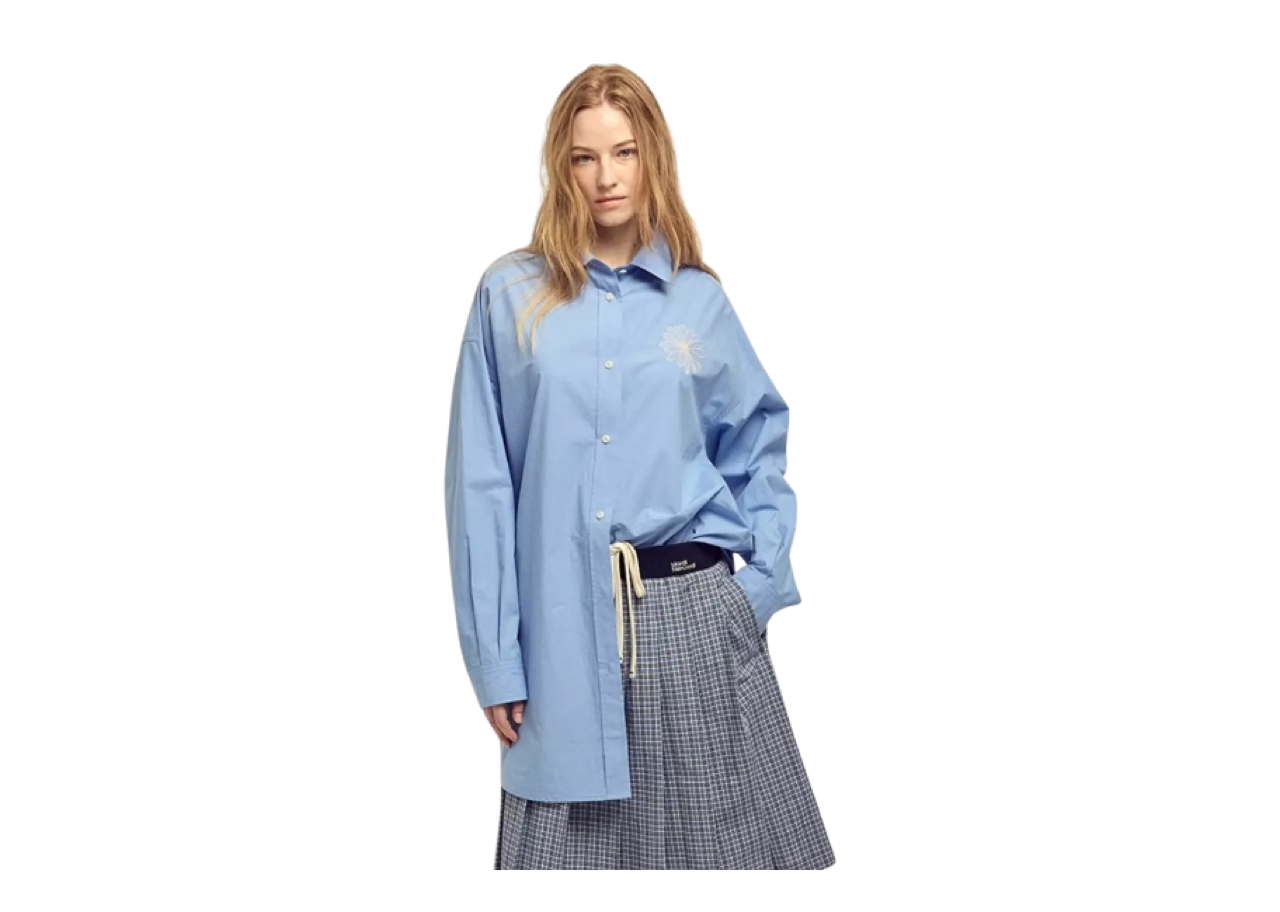 Mardi Mercredi Cotton Poplin Shirt Blue Cream