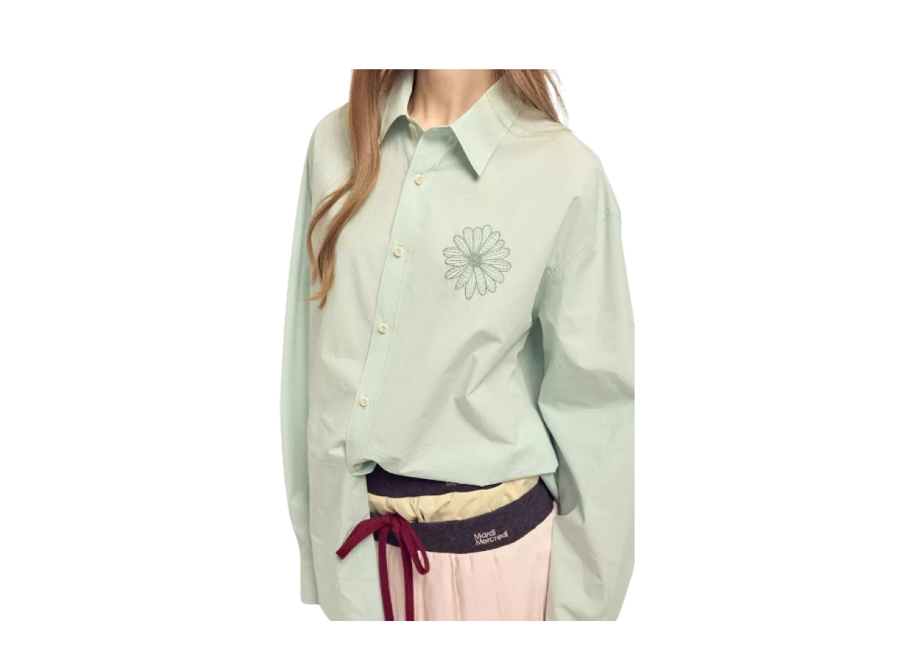 Mardi Mercredi Cotton Poplin Shirt Mint - photo 2