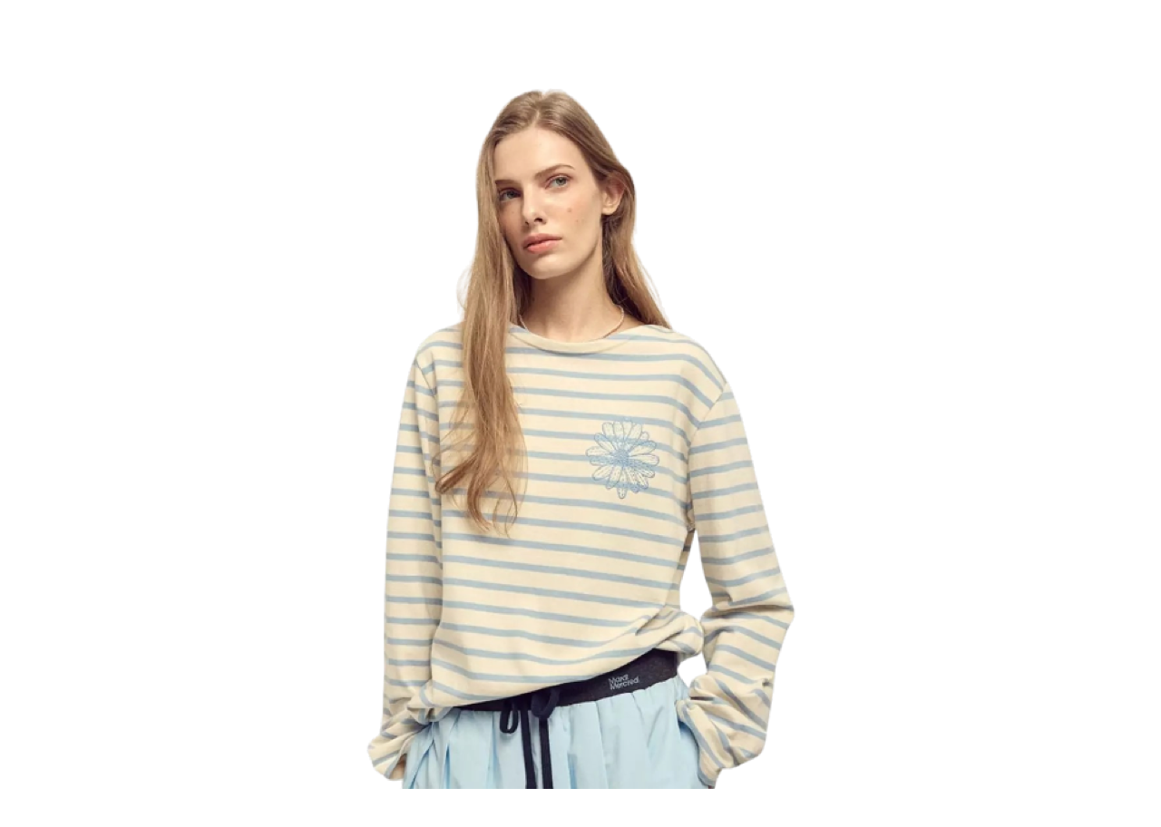 Mardi Mercredi Long Sleeve Stripe T-Shirt Blue