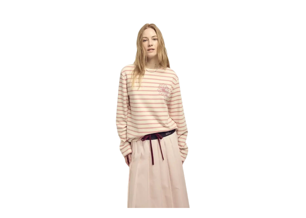 Mardi Mercredi Long Sleeve Stripe T-Shirt Pink