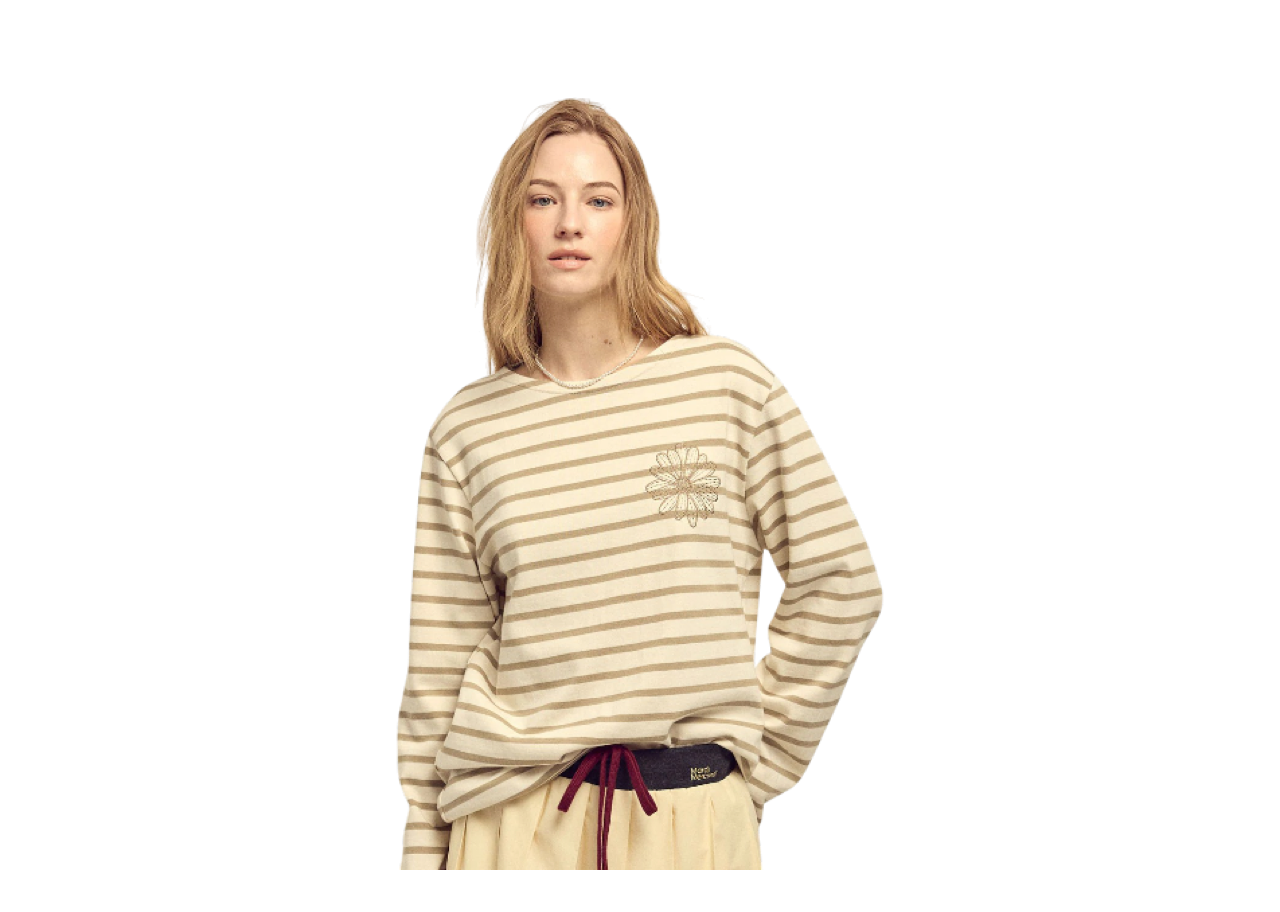Mardi Mercredi Long Sleeve Stripe T-Shirt Beige Chestnut - photo 2