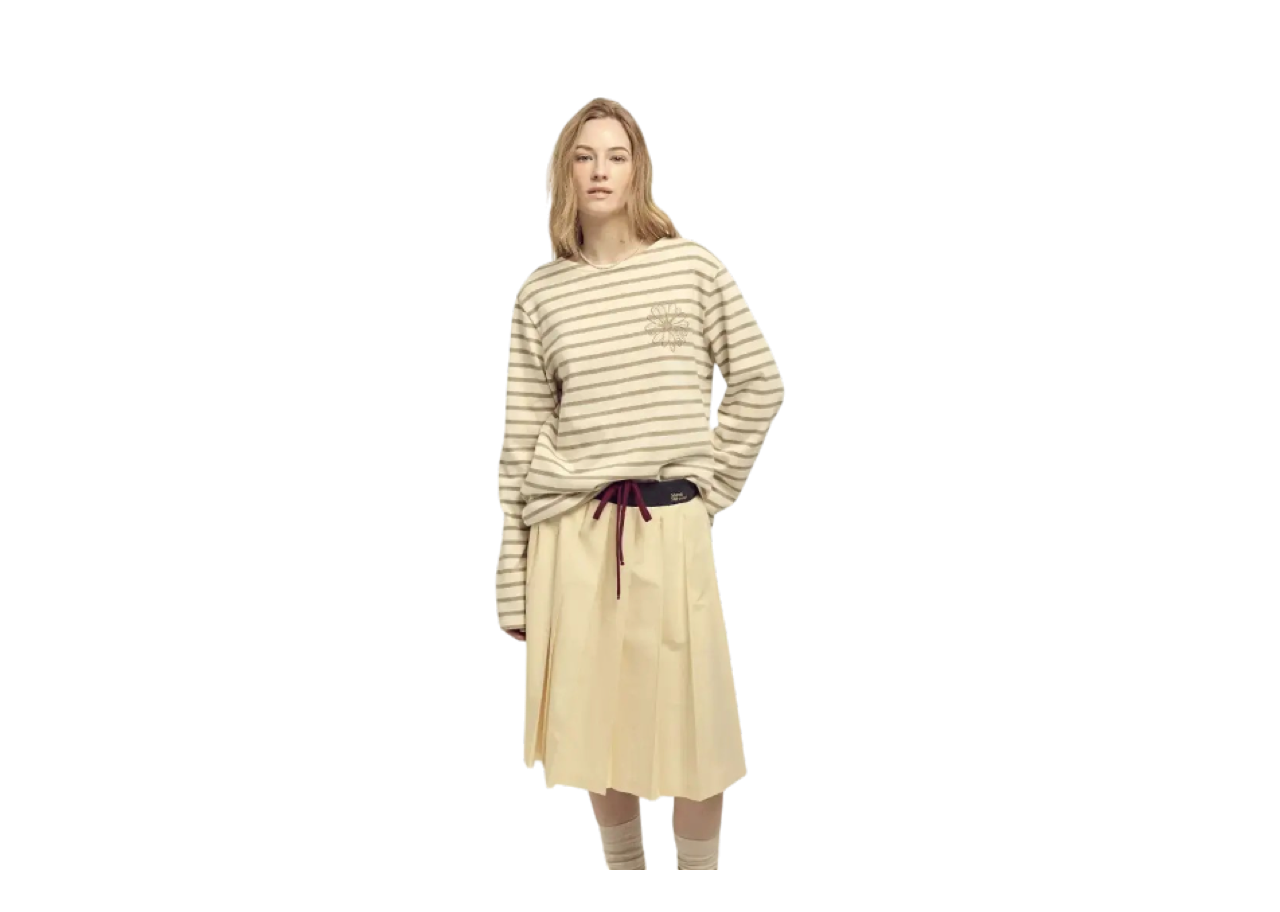 Mardi Mercredi Long Sleeve Stripe T-Shirt Beige Chestnut