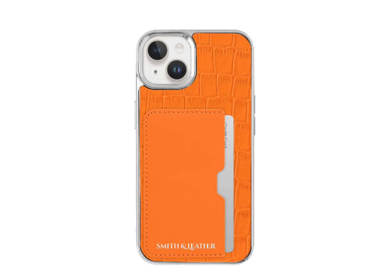 Smith&Leather iPhone 15 Frame Card Holder Case Orange