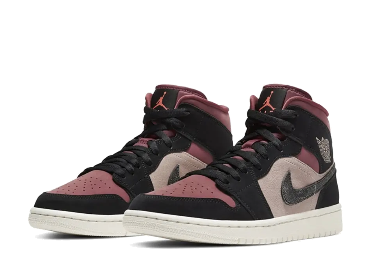 Air Jordan 1 Mid Burgundy Dusty Pink (Women's) - photo 2
