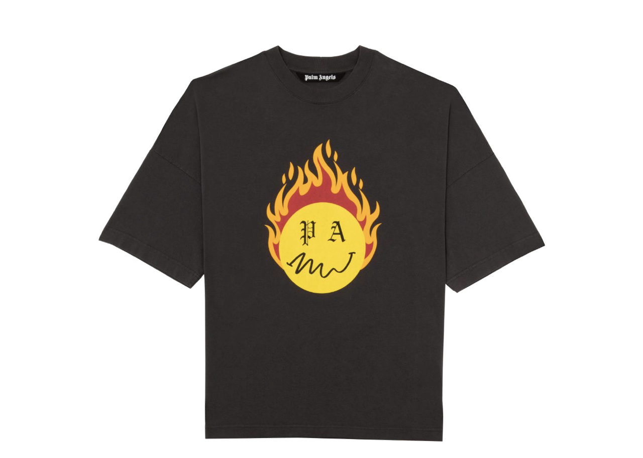 Palm Angels Burning Head Loose Tee Black Yellow