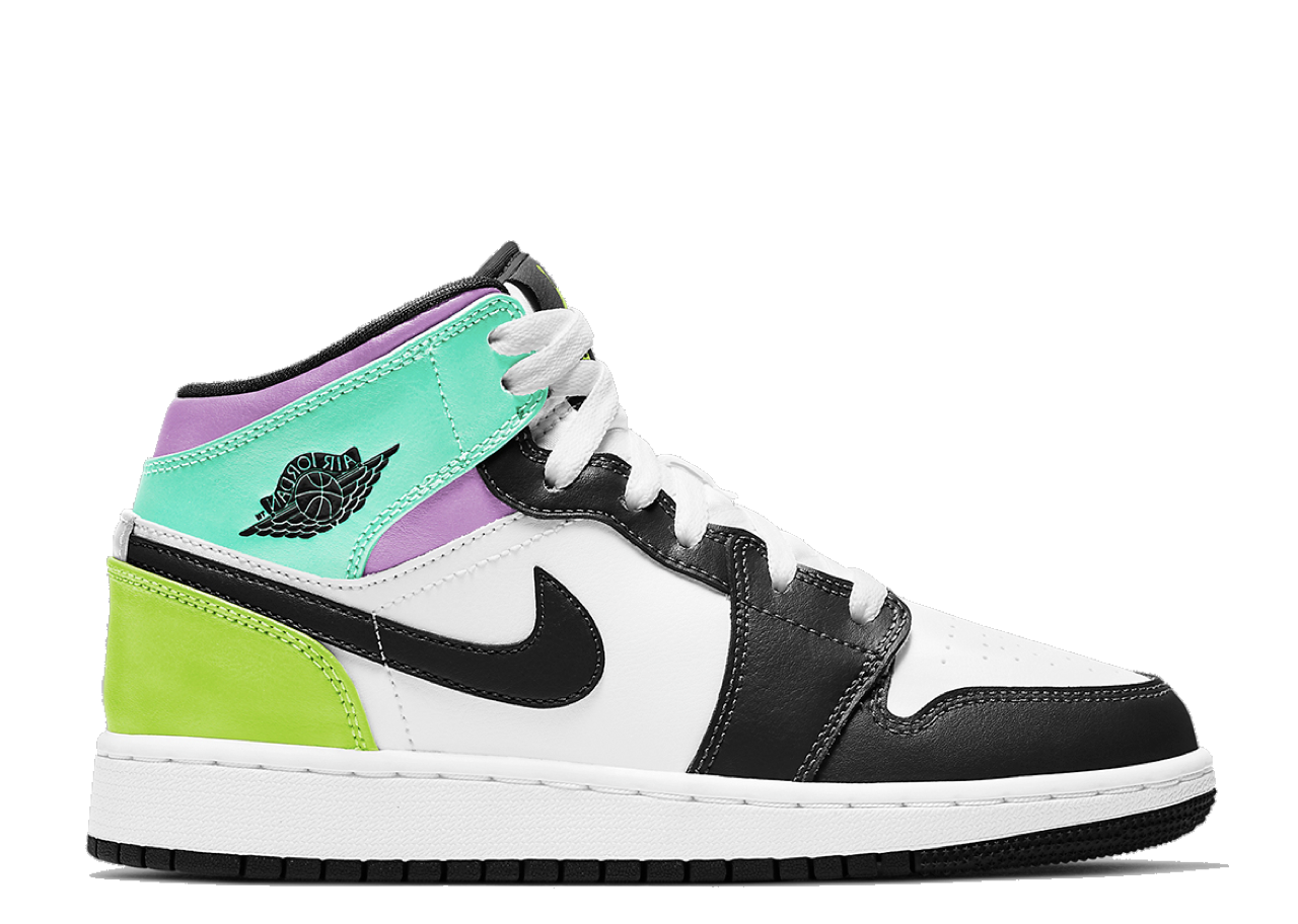 Air Jordan 1 Mid Pastel Black Toe (Grade School)