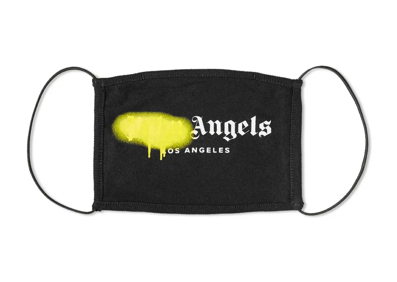 Palm Angels LA Sprayed Logo Mask Black Yellow