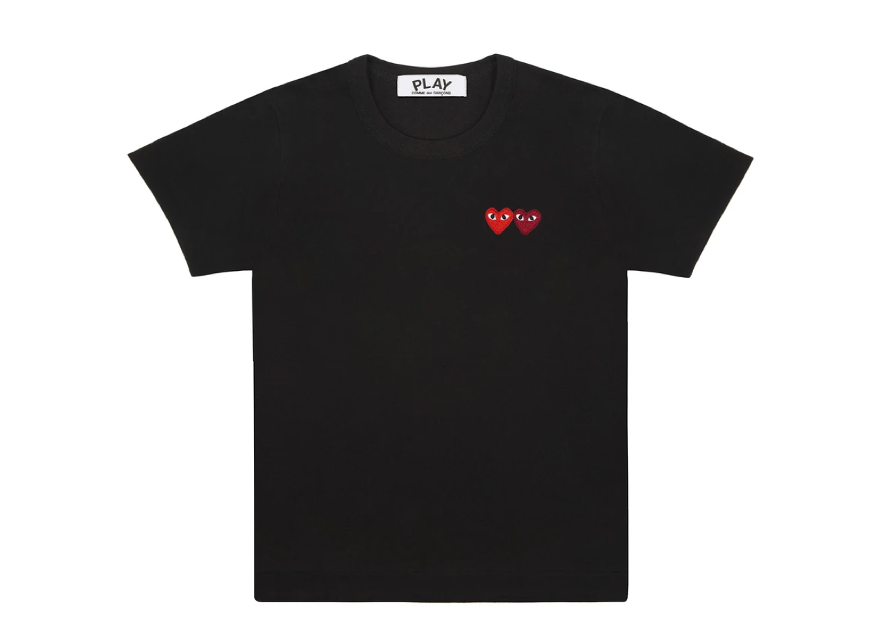 Comme Des Garçons PLAY Double Emblem Women T-Shirt Black