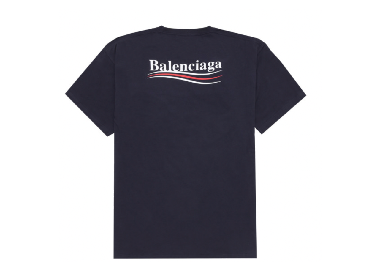 Balenciaga Political Logo T Shirt Navy - photo 2
