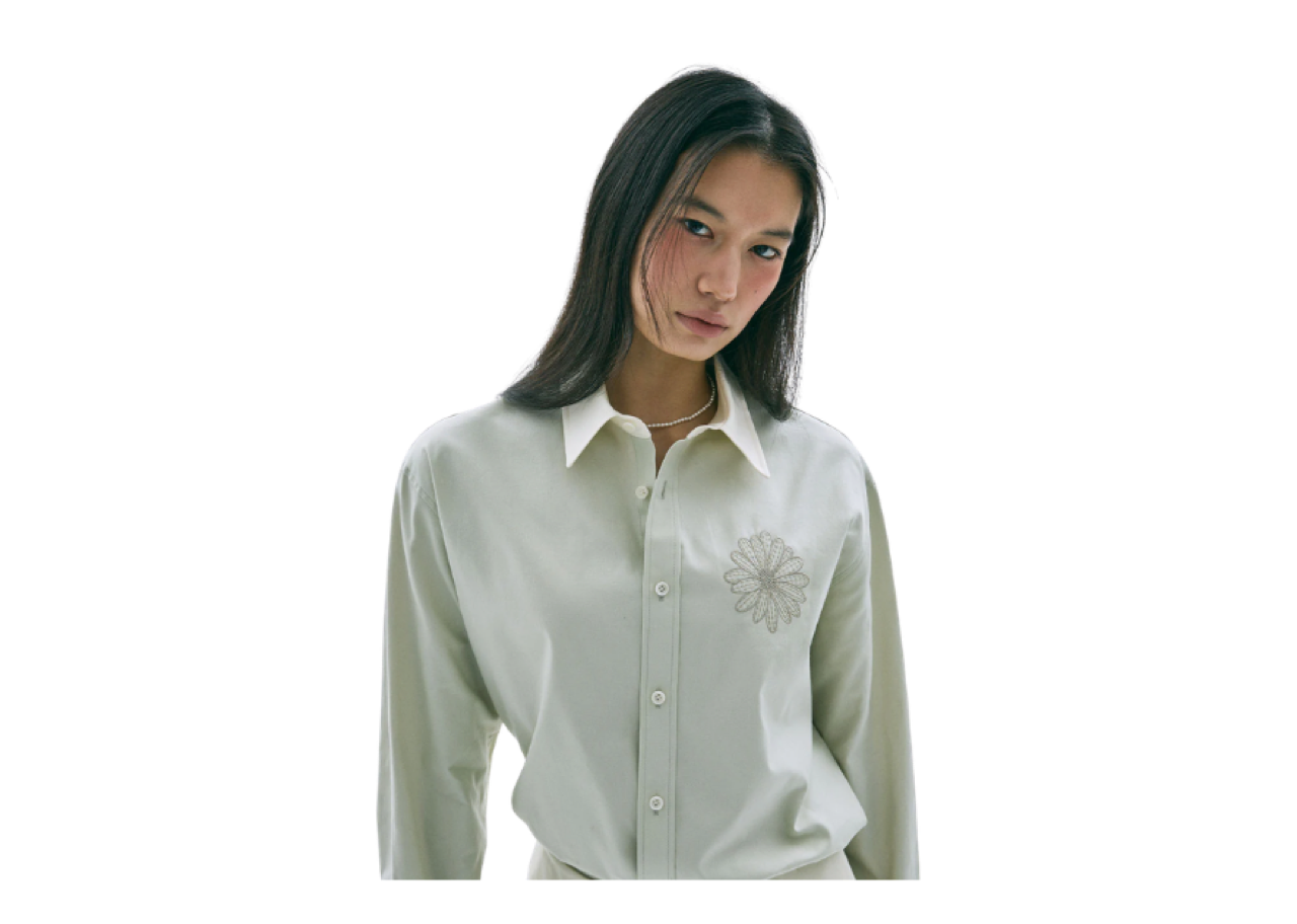 Mardi Mercredi Oxford Shirt Contrast Collar Beige Taupe