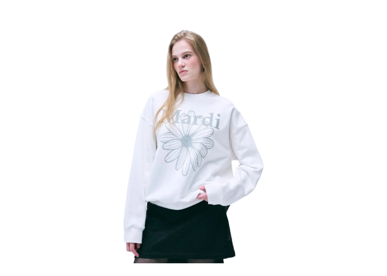 Mardi Mercredi Sweatshirt Flower Mardi White Light Grey - photo 2