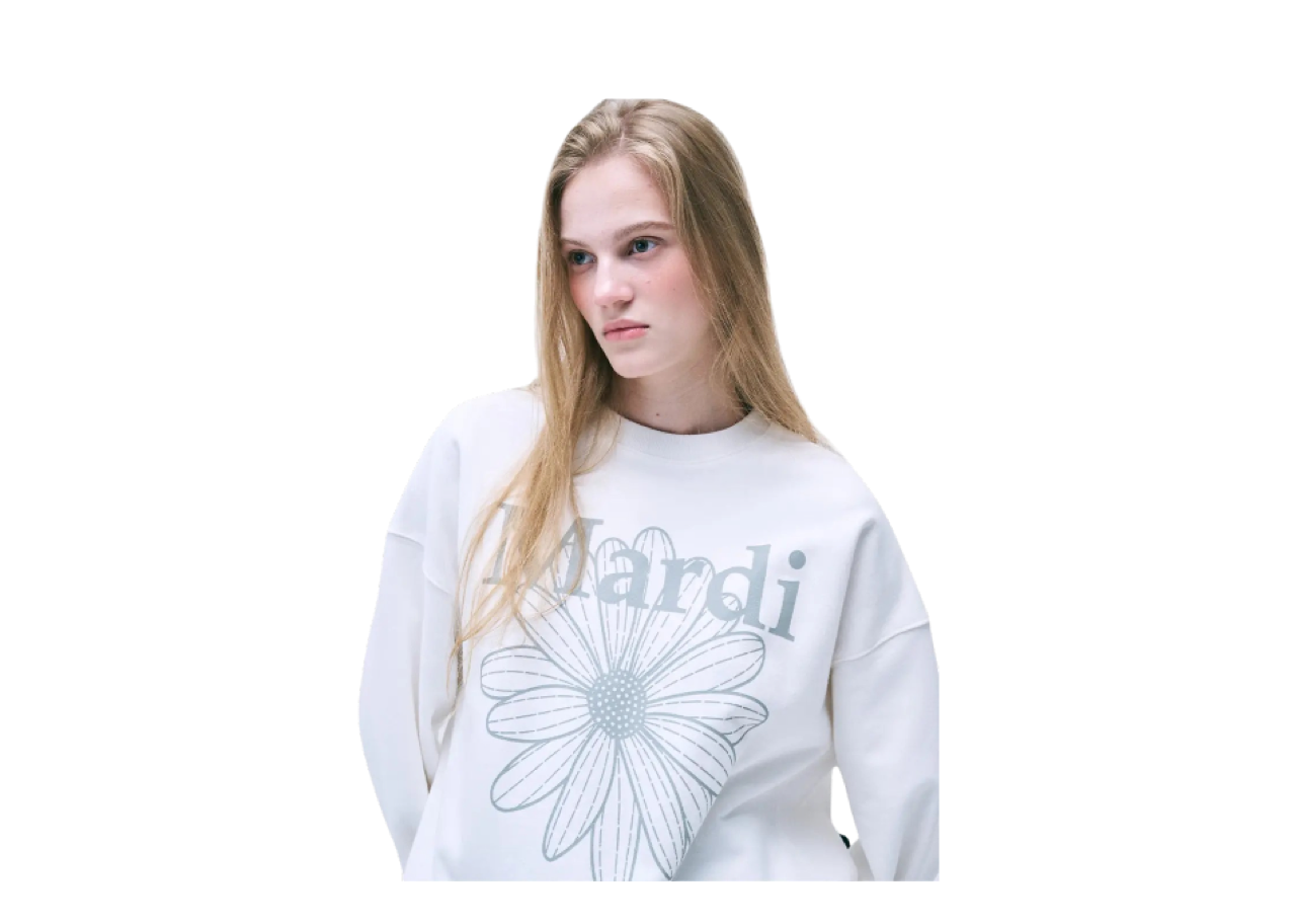 Mardi Mercredi Sweatshirt Flower Mardi White Light Grey