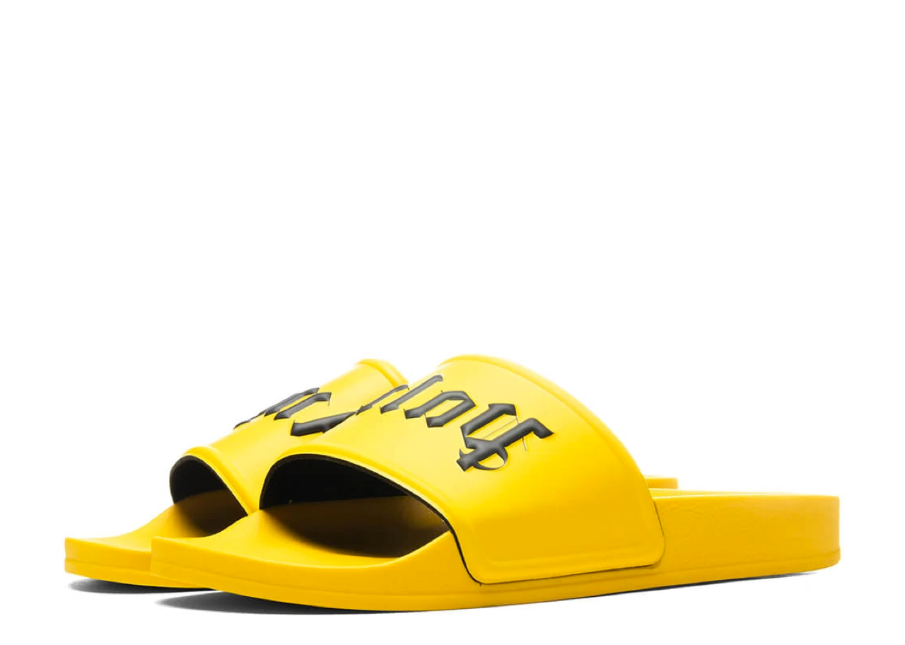 Palm Angels Pool Slides Yellow Black - photo 2