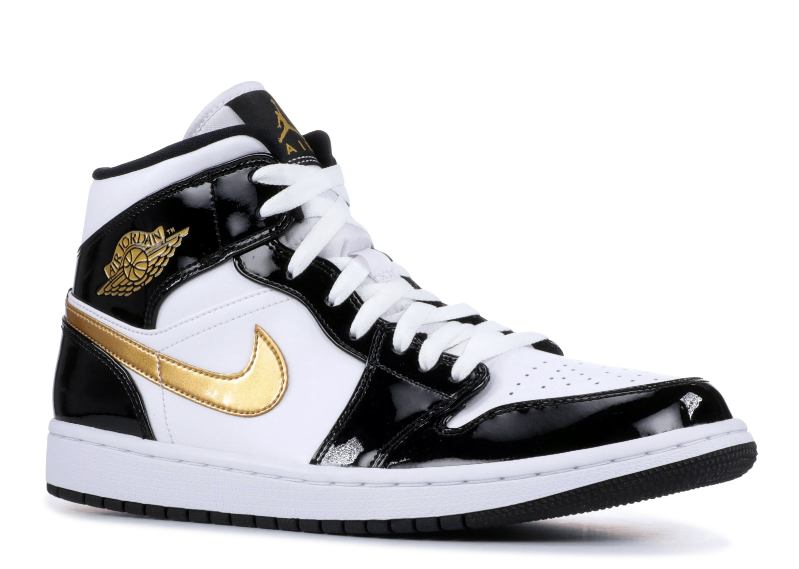Air Jordan 1 Mid Patent Black White Gold - photo 2