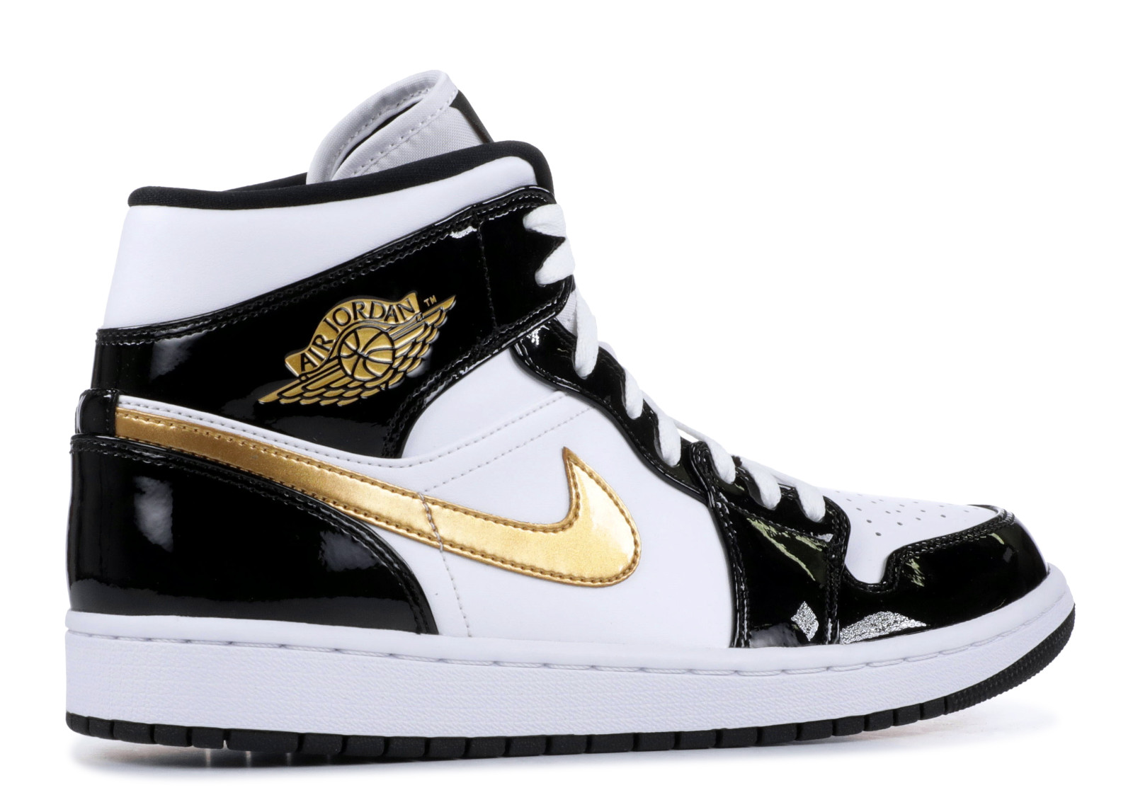 Air Jordan 1 Mid Patent Black White Gold - photo 3