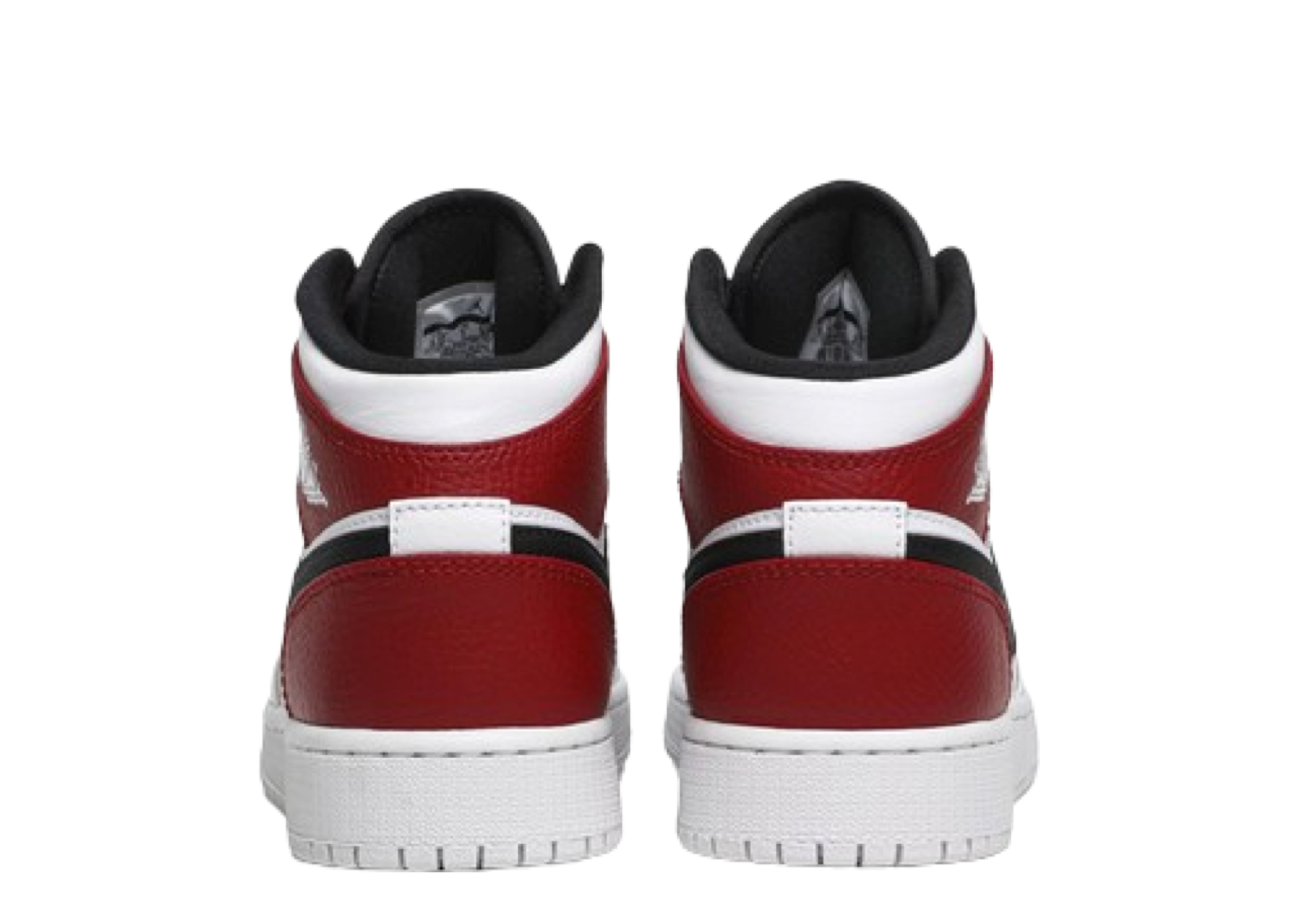 Air Jordan 1 Mid White Black Gym Red (Grade School) - photo 3