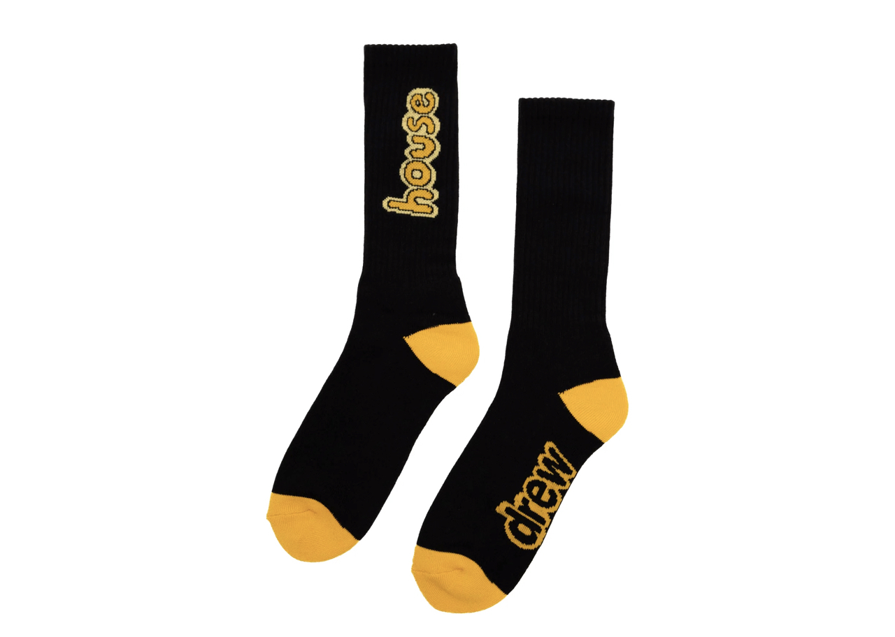 Drew House Cartoon Font Socks Black
