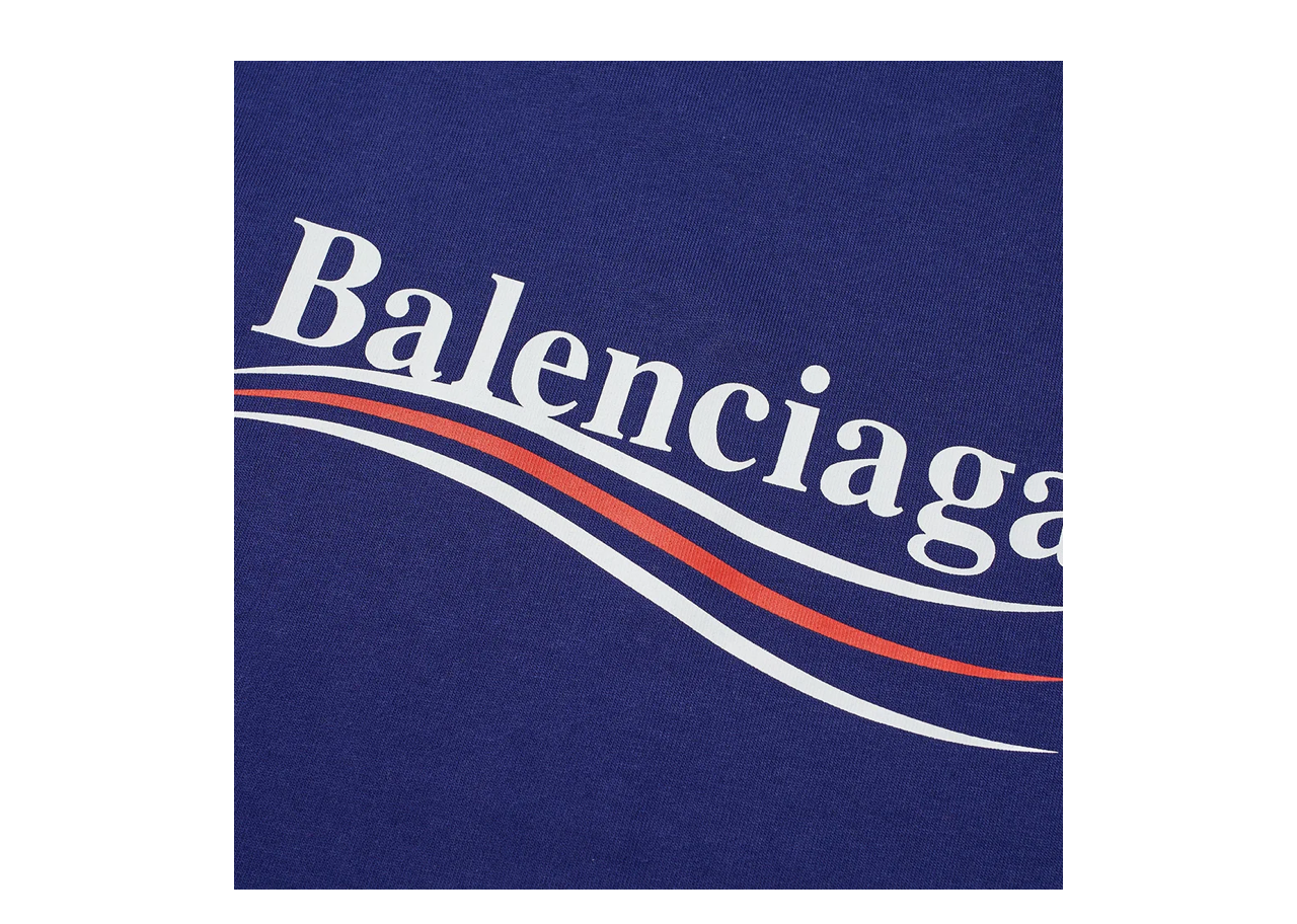 Balenciaga Political Campaign Large Fit T-Shirt Pacific Blue White - photo 3