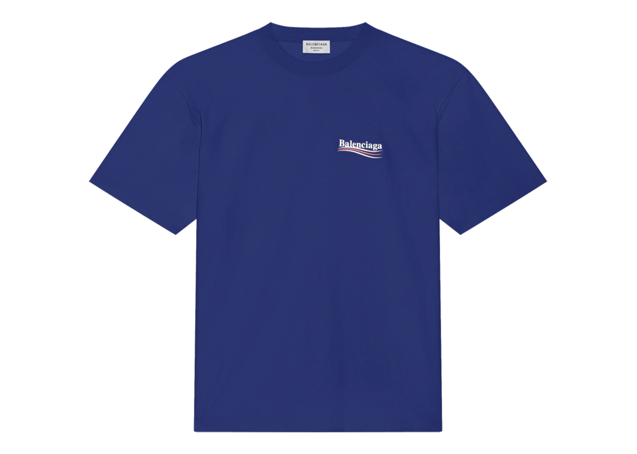 Balenciaga Political Campaign Large Fit T-Shirt Pacific Blue White
