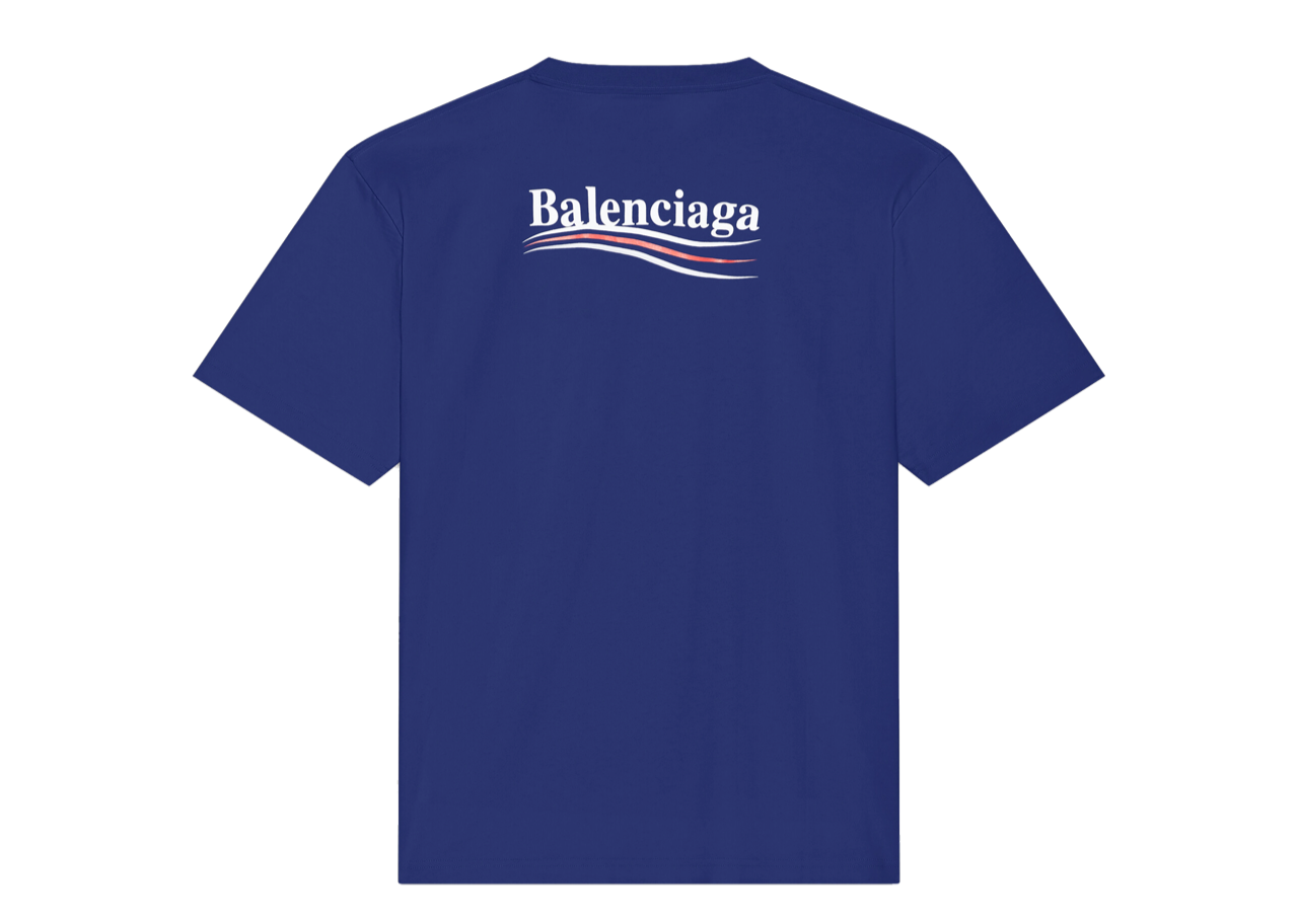 Balenciaga Political Campaign Large Fit T-Shirt Pacific Blue White - photo 2