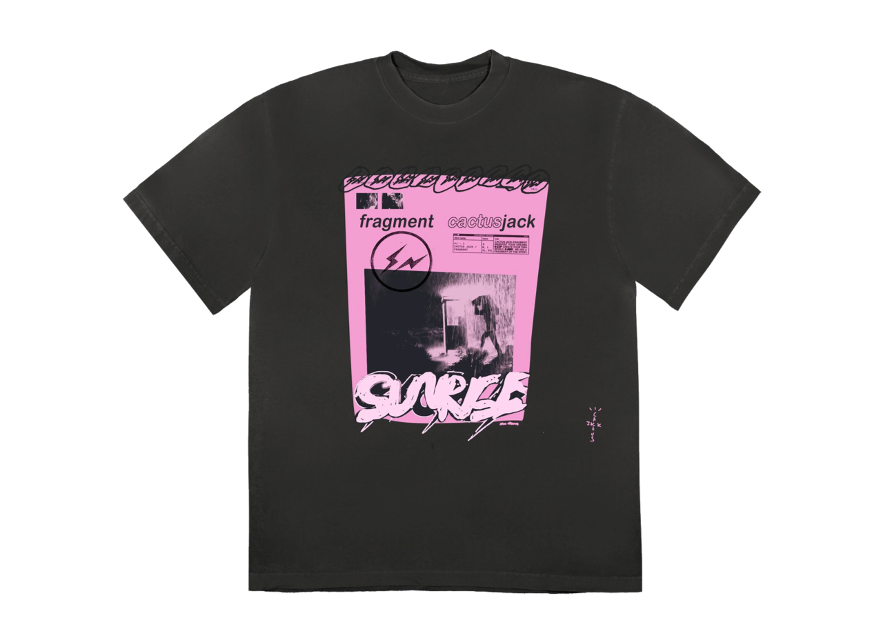 Travis Scott Cactus Jack For Fragment Pink Sunrise T-shirt Washed Black