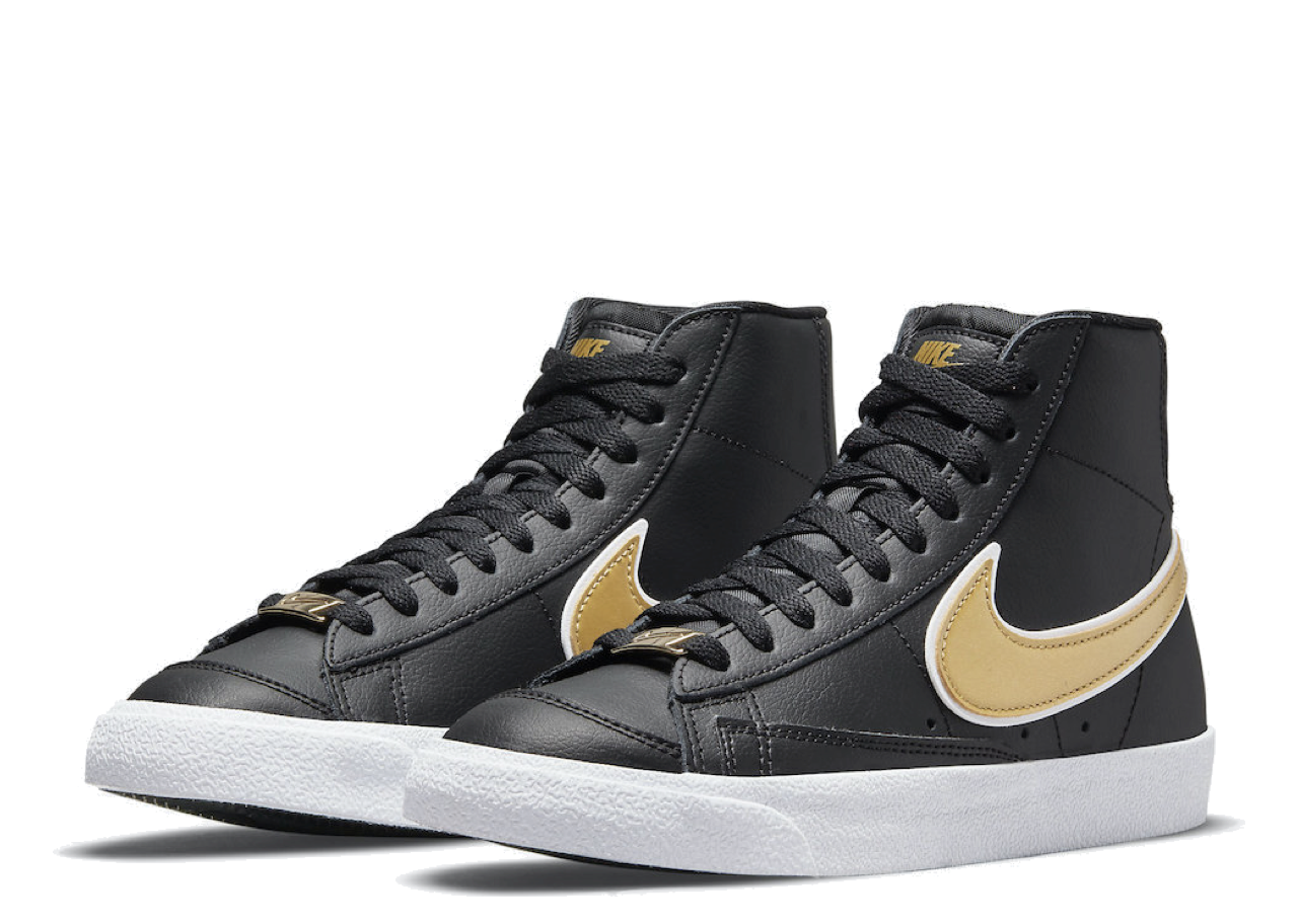 Nike Blazer Mid '77 Essential Black Metallic Gold (Women's) - photo 2