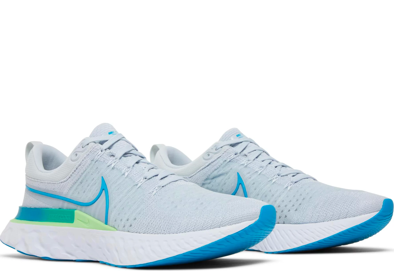 Nike React Infinity Run Flyknit 2 Pure Platinum Emerald Laser Blue - photo 2