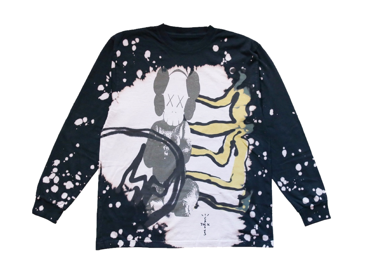 Travis Scott Cactus Jack + Kaws For Fragment L/S Tee Charcoal Tie Dye