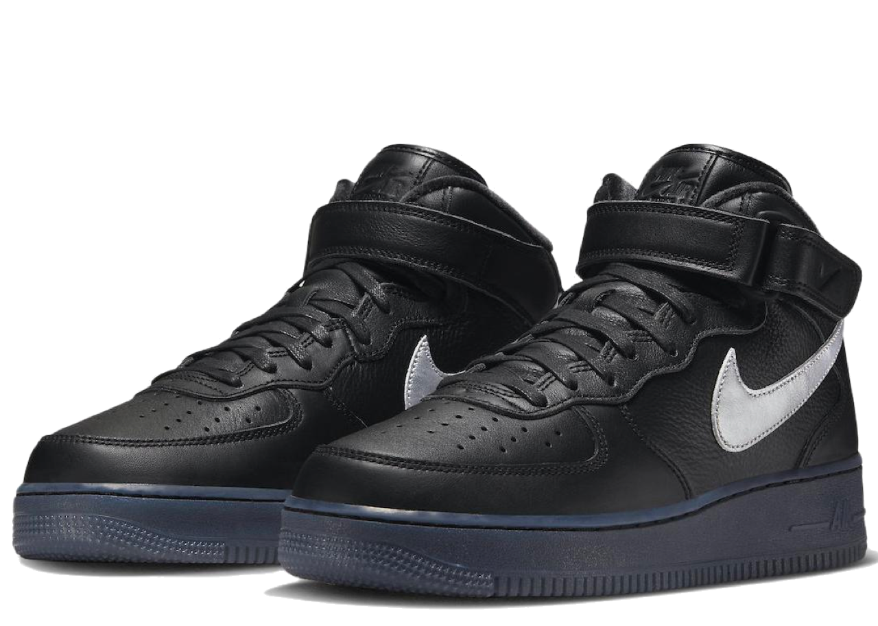 Nike Air Force 1 Mid Prm Black Metallic Silver - photo 2