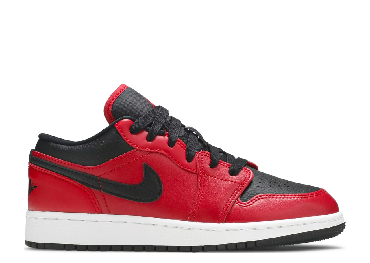 Air Jordan 1 Low Gym Red Black Pebbled (Grade School)