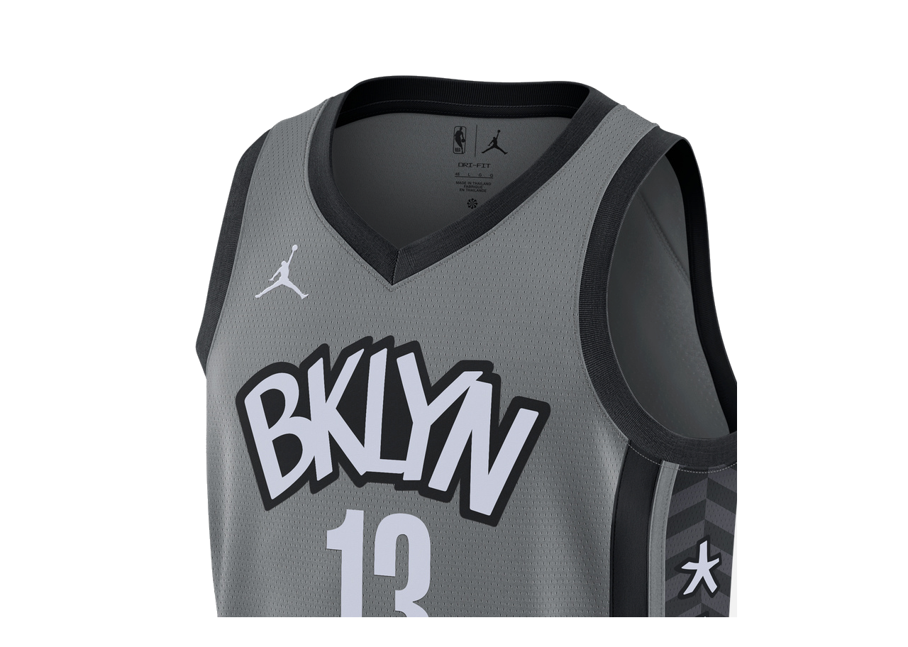 Jordan NBA James Harden Brooklyn Nets Statement Edition Swingman Jersey Grey - photo 3