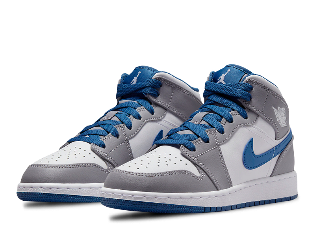 Air Jordan 1 Mid True Blue Cement (Grade School) - photo 2
