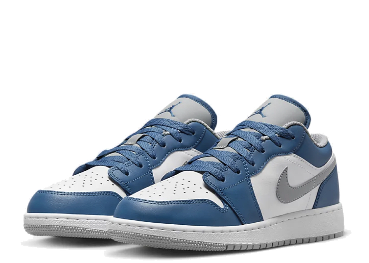 Air Jordan 1 Low True Blue Cement French Blue (Grade School) - photo 2