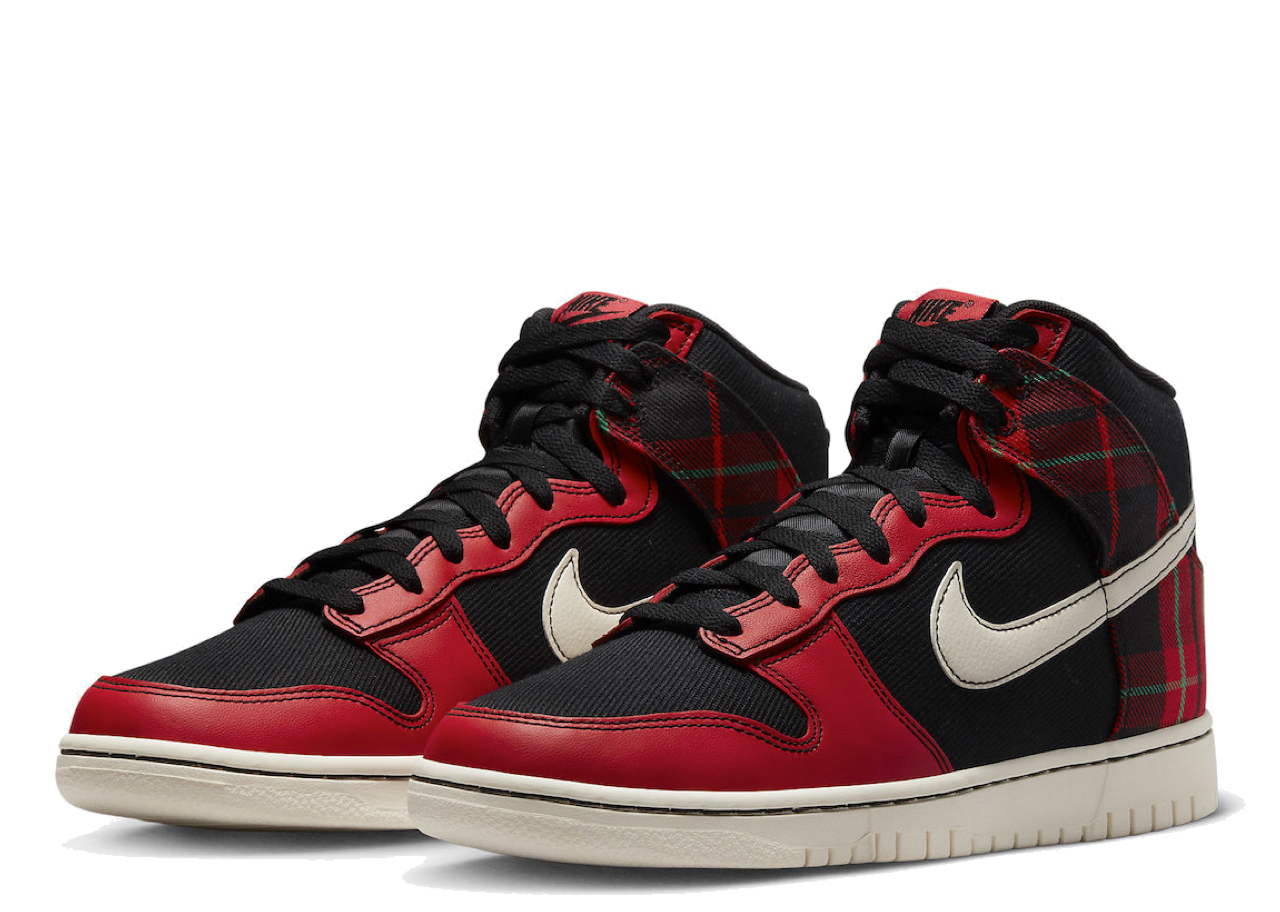 Nike Dunk High SE Tartan Plaid Blivack University Red - photo 2