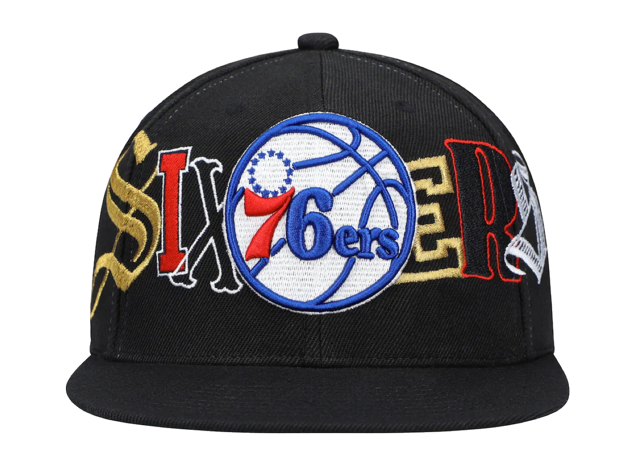 Mitchell & Ness Philadelphia 76ers Hype Type Snapback Hat Black