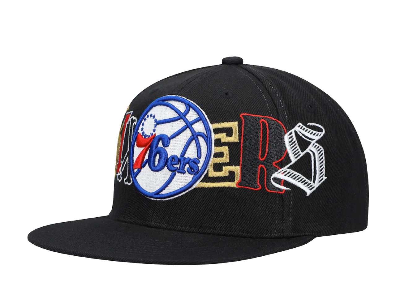 Mitchell & Ness Philadelphia 76ers Hype Type Snapback Hat Black - photo 2