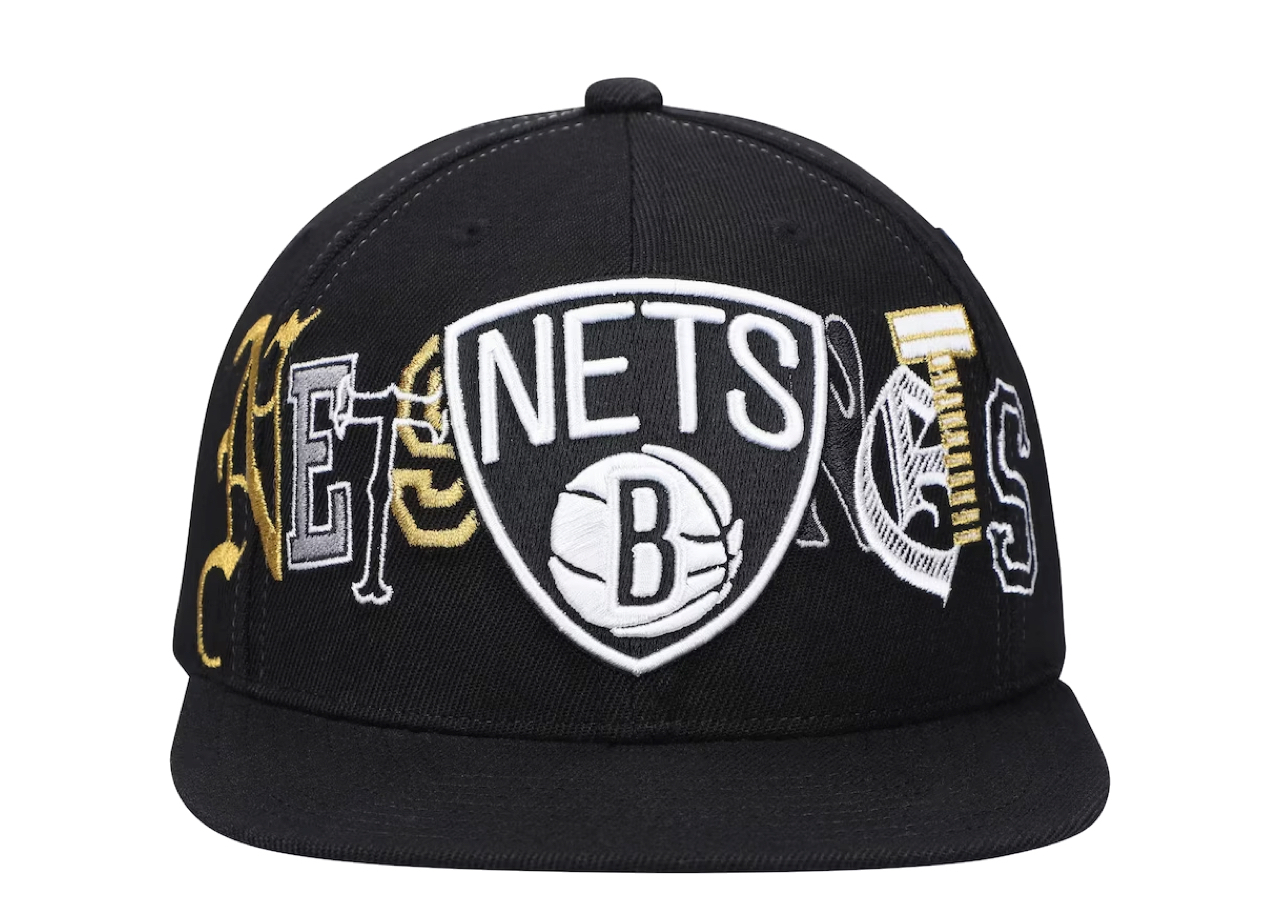 Mitchell & Ness Brooklyn Nets Hype Type Snapback Hat Black (M)