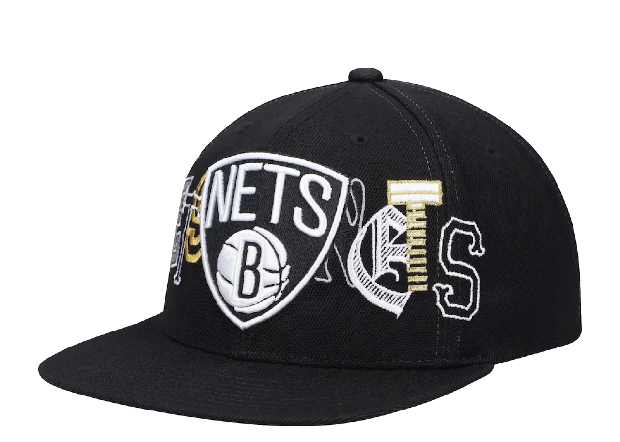 Mitchell & Ness Brooklyn Nets Hype Type Snapback Hat Black (M) - photo 2