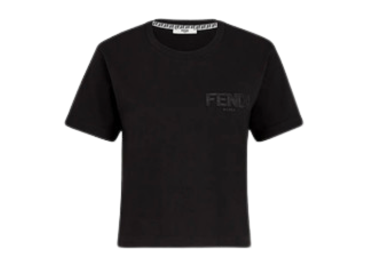 Fendi A Jour Embroidered Logo Cropped T-Shirt (W)