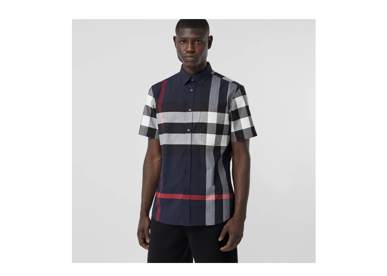 Burberry Short Sleeve Check Stretch Cotton Poplin Shirt (M) - photo 3