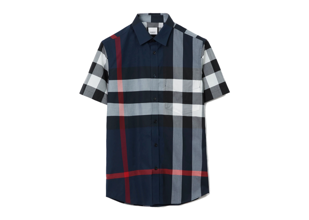Burberry Short Sleeve Check Stretch Cotton Poplin Shirt (M)