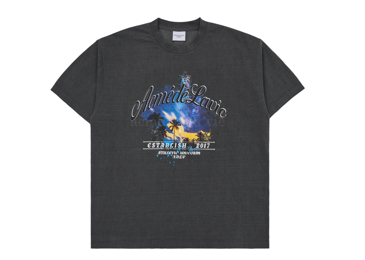 ADLV X LISA Tropical Script Logo T-shirt Charcoal