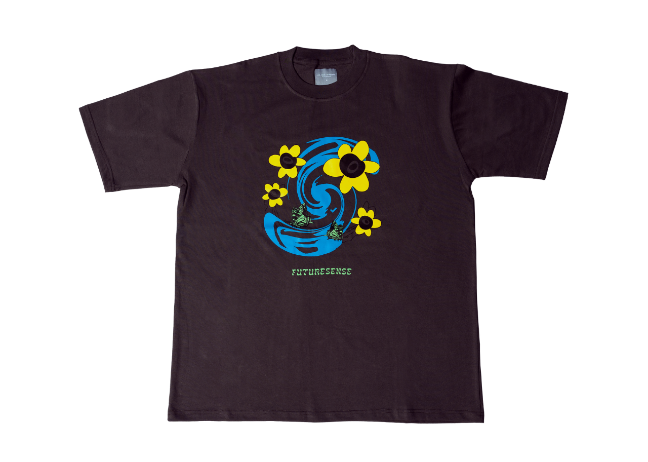 Futuresense x Kick Avenue Swirl Sunflower Tee in Dark Grey