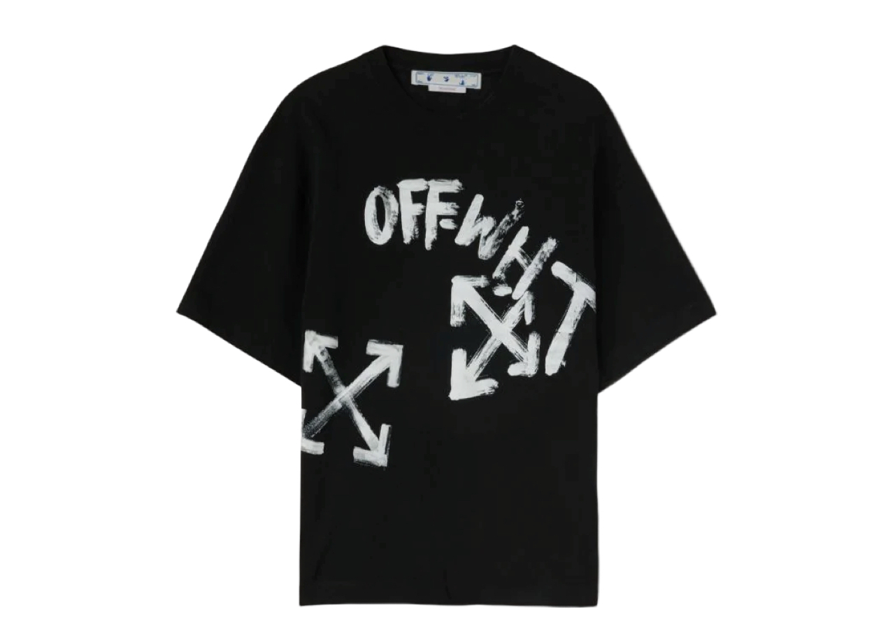 Off-White Paint Script Over Skate T-Shirt Black